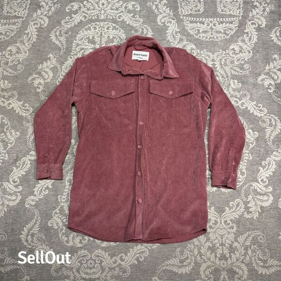 Women's Rose Corduroy Oversized Shirt Jacket Size XS Button-Down Casual Workwear - Picture 1 of 6